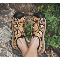 Sandalias de cuero genuino para hombre, zapatos de playa de piel de vaca transpirables, sandalias deportivas para senderismo al aire libre, sandalias romanas para hombre - details 15