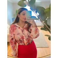 BUNO-Conjunto de dos piezas con estampado floral y manga larga para mujer, camisa informal con una hilera de botones y falda plisada de cintura alta - details 7