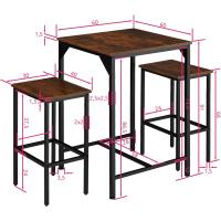 Bar, Conjunto de taburetes con mesa para bistró, Conjunto minimalista de comedor con asientos estilo industrial (madera industrial oscura, rústica) - details 5