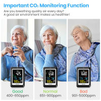 Medidor de Calidad del Aire CO2 Detector 5 en 1 con Termómetro Digital Higrómetro Alarma de Reloj - details 3