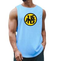 Japanese Anime Logo Wu Font Funny Printed Gym Tank Top Men Bodybuilding Vest Fitness Sleeveless Shirt Mesh Quick Dry Clothing - details 4