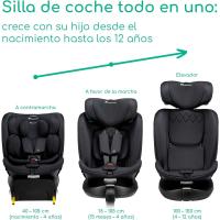 Silla Coche 360, 0-12 años, 40-150 cm, Silla Coche, Instalación Pata Apoyo, Giro 360, 8 Posiciones Reclinación, 12 Posiciones Reposacabezas, Full Black - details 1