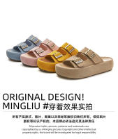Nuevas zapatillas de cuero ropa casual de moda versátil fondo plano medio arrastre zapatillas de playa premium para mujer - details 9