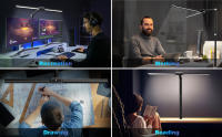 Lámpara de escritorio LED con abrazadera, lámparas de mesa de doble fuente de luz de 24W para oficina en casa con función de sensor de luz, 5 modos y regulable - details 2