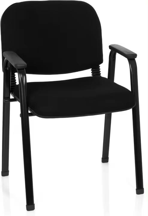704340 Silla de Visita XT 650 Tela Negro Silla de Conferencia tapizada con reposabrazos, apilable - 1