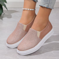 Mocasines de lentejuelas doradas brillantes para mujer, zapatillas de plataforma sin cordones de cuero Pu, zapatos planos antideslizantes informales para mujer, Otoño, 2024 - details 11