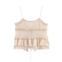 PB & ZA 2025 novedad de verano, top de punto con volantes franceses y cuello en V, ropa de mujer con tirantes dulces de temperamento simple - details 2