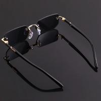1pc Gafas de hombre cuadradas sin montura, moda casual Hip Hop, lente de PC negro con función de espejo, marco de aleación de metal precioso sin plateado, joyería decorativa para uso ordinario - details 4
