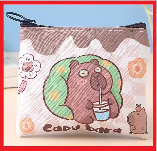 Capybara-monederos de dibujos animados para mujer, billetera de lona para auriculares, llaves, bolsa de almacenamiento de dinero, bolsa con cremallera, estuche para lápices, 2024 - 1