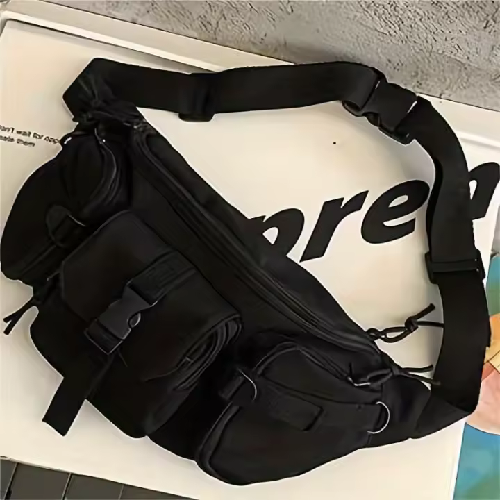 Riñonera de nailon con múltiples bolsillos para viajes al aire libre, bolsa de pecho para deportes de senderismo - 1