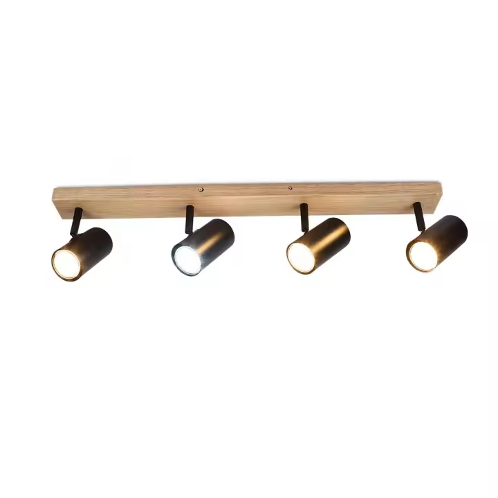 CBJKTX Foco de techo 4 llamas plafón en madera negra GU10 ajustable 350 °   vintage - 1