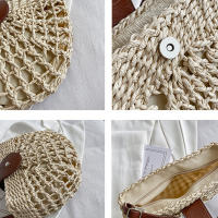 Bolso de paja para mujer, bandolera semicircular hecha a mano de ratán, bolso de mano para viaje y playa - details 21