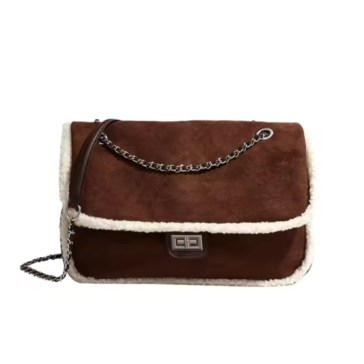 Bolso de lana de invierno, bolso de lana de cordero de otoño e invierno, nuevo bolso bandolera de felpa para mujer, versátil, de gran capacidad para invierno. - 1