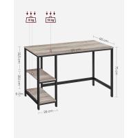 Escritorio con 2 Estantes a la Izquierda o a la Derecha, Mesa de Trabajo, para Salón Oficina, Estructura de Acero, Industrial, Marrón Rústico y Negro Tinta LWD55X - details 49