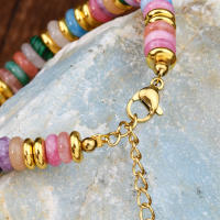 Pulsera de cuentas de piedras preciosas mezcladas de colores de piedra Natural, joyería hecha a mano para vacaciones de verano dulce y bonita para mujer bohemia - details 2