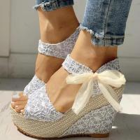Zapatos de tacón con cuñas de encaje para mujer, ocio - details 3