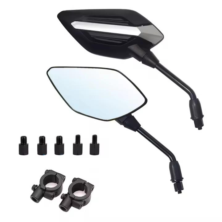 Espejos universales para manillar de motocicleta, espejos convexos de 8MM para manillar de bicicleta de 7/8 pulgadas, compatibles con ATV, moto de nieve, Scooter, ciclomotor, Dirt Bike, Sportsman - 1