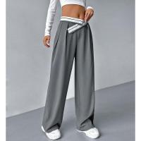 Pantalones grises de oficina de cintura alta para mujer, ropa elástica de algodón clásica de pierna recta ancha de verano - details 2