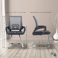 Cantilever Eureka I Silla de Oficina Moderna con Reposabrazos y Sin Ruedas, Color:Gris - details 2