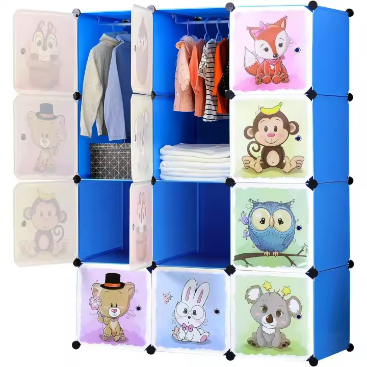 Modular Infantil de Puertas con Motivos de Animales Estanterías por Módulos Armario de Almacenaje,110 x 47 x 147 cm - 1