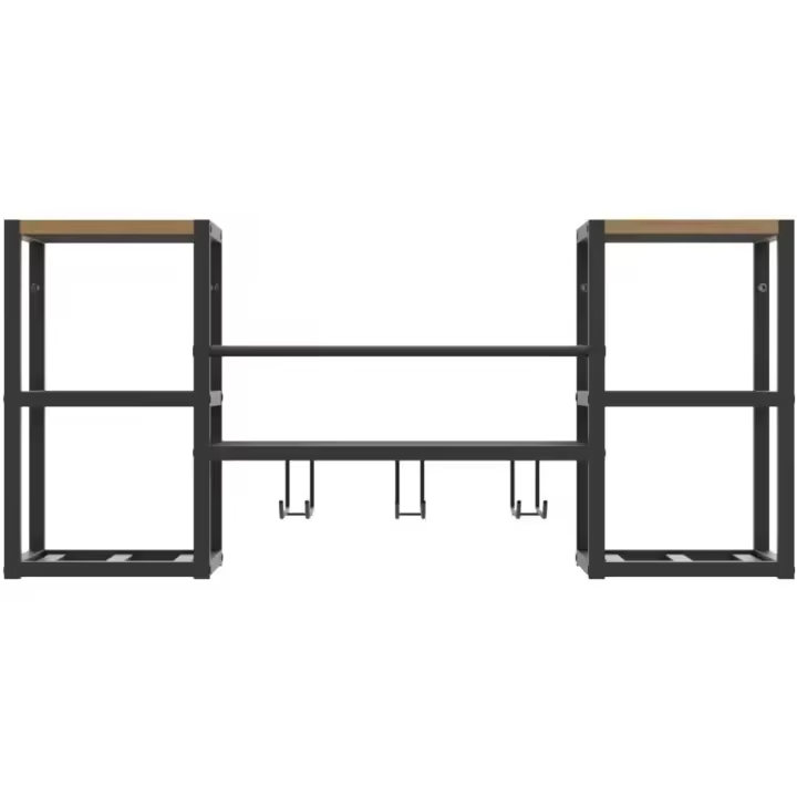 Soporte de Botella Industrial para Pared 88 x 25 x 40 cm Soporte de 3 Soportes para Botellas de Vapor Estante de Madera Parcial Soporte para Botellas de Metal Negro Multifuncional Parte de Cocina y Comedor - 1