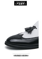 Moda solo zapatos bloque de negocios tallado con flecos pequeños zapatos de cuero - details 2
