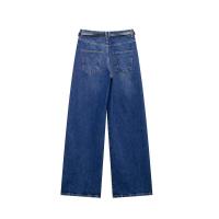 Conjunto de dos piezas para mujer Denim st, mangas con cuello en V, pantalones vaqueros largos informales elegantes para mujer - details 4