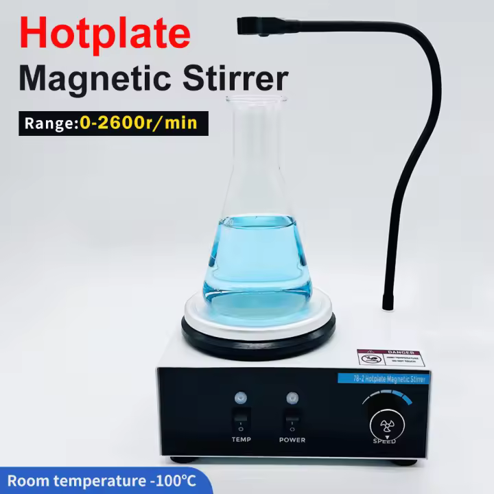 Agitador magnético de calefacción, mezclador de placa caliente de 2L, agitador ajustable de 2600 RPM, dispositivos termostáticos de laboratorio con enchufe europeo para biología médica - 1