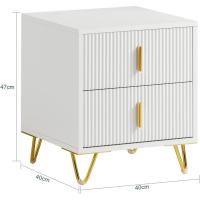 Mesita de Noche Mesa Auxiliar Mobiliario de Salón Moderno con 2 cajones L40xP40xH47 cm ES - details 2