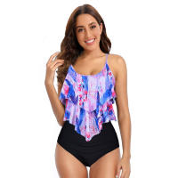 Nuevo traje de baño de dos piezas de cintura alta con bikini dividido conservador con borde de volantes - details 13