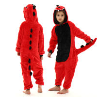 Pijama de dinosaurio Kigurumi para bebé y niño, ropa de franela con dibujos de animales rojos, unicornio, Invierno - details 10