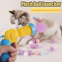 Juguetes para gatos, juguete interactivo de entrenamiento de lanzamiento para mascotas, gatitos, Mini juegos creativos de pistola de tiro, pelota de peluche elástica, suministros para mascotas - details 1