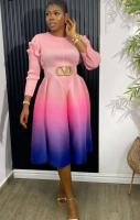 Vestido Miyake 2024, nuevo vestido plisado De tres casas, suelto, cuello redondo, manga larga, dobladillo cónico, vestido mullido para mujer De Fiesta Pedreriaos - details 3