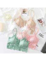 Top de Encaje Cómodo Lencería Sin Cable con Diseño Hueco para Mujeres 2pcs de Ropa Interior Sexy de Color Sólido - details 1