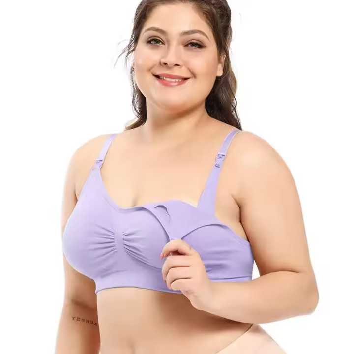 Nuevo 100% algodón grande, copa reforzada, sujetador de lactancia de maternidad ENCE de moda, sujetador posparto - 1