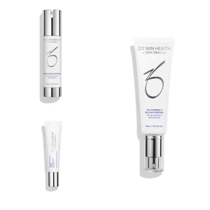 ZO SKIN Daily Power Defense 50ml + 10% Vitamina C Autoactivante 50ml + Crema iluminadora de ojos 15ml Set de tres piezas - 1