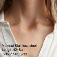 Collar de cadena de acero inoxidable para mujer, colgante fino con cierre de langosta, cadena ajustable para clavícula, collares - details 14