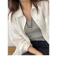 Collar Colgante Corazón de Plata, Negro de una sola cadena, Collares de Mujer, Collares de Cuello y Punto, Joyería y Bisutería - details 17