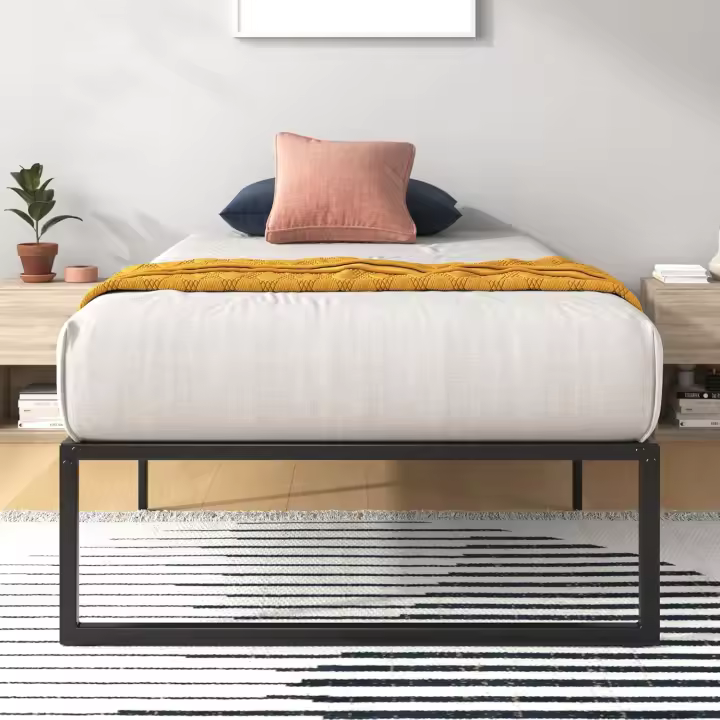Cama Lorelai de 100 x 200 cm - Altura 36 cm con Espacio de Almacenamiento Debajo de la Cama - Marco de Cama de Metal - Negro - 1