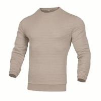 Nuevas sudaderas de cuello redondo para hombre, ropa de abrigo grande de Color sólido, camisetas para correr al aire libre de primavera - details 9