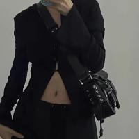 Bolso de mano ajustable para mujer con cierre magnético - Elegante bolso bandolera negro, múltiples compartimentos con cremallera y forro de poliéster para uso informal y profesional - details 3