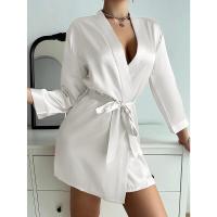 Pijamas de verano para mujer, estilo europeo y americano, delantal de gasa, albornoz sexy, vestido tejido a mano de seda helada. - details 22