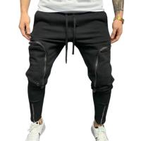 Pantalones Cargo para Hombres de Longitud Completa Color Sólido, Ajuste Suelto, Múltiples Bolsillos con Cordón - details 1