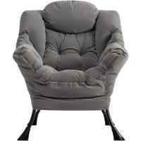 Sillón Relax Sillon Lectura Dormitorio Tejido Impermeable Cómodas Butacas de Salón Silla en Metal, Gris - details 1