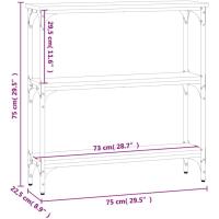 Mesa consola con estantes, 75 x 22,5 x 75 cm, muebles de salón, entrada, mesa de acento, mesa de pasillo estrecha con estantes, mesa de exposición, madera - details 5