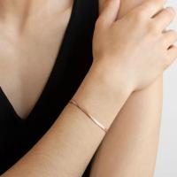 Pulsera para niña, cadena de hueso de serpiente, pulsera de acero inoxidable para niña chapada en oro de 18k y hoja ancha de plata de oro rosa para - details 5
