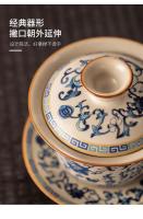 Azul y blanco, beige, horno Ru, juego de cuencos con tapa de cerámica de Kung Fu, olla doméstica, tetera de alta gama - details 7