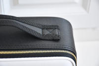 Bolsa de maquillaje con espejo grande con compartimentos para mujer, estuche de cosméticos de viaje de cuero PU impermeable, nuevo - details 16