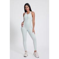 Mono de yoga con espalda de carreras para mujer, cremallera frontal, mallas deportivas de una pieza con espalda abierta - details 10