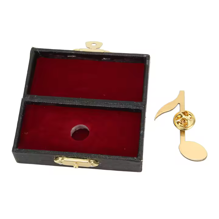 Broche de nota musical de Metal chapado en oro, exquisito broche de nota portátil suavizante con caja de almacenamiento para decoración - 1
